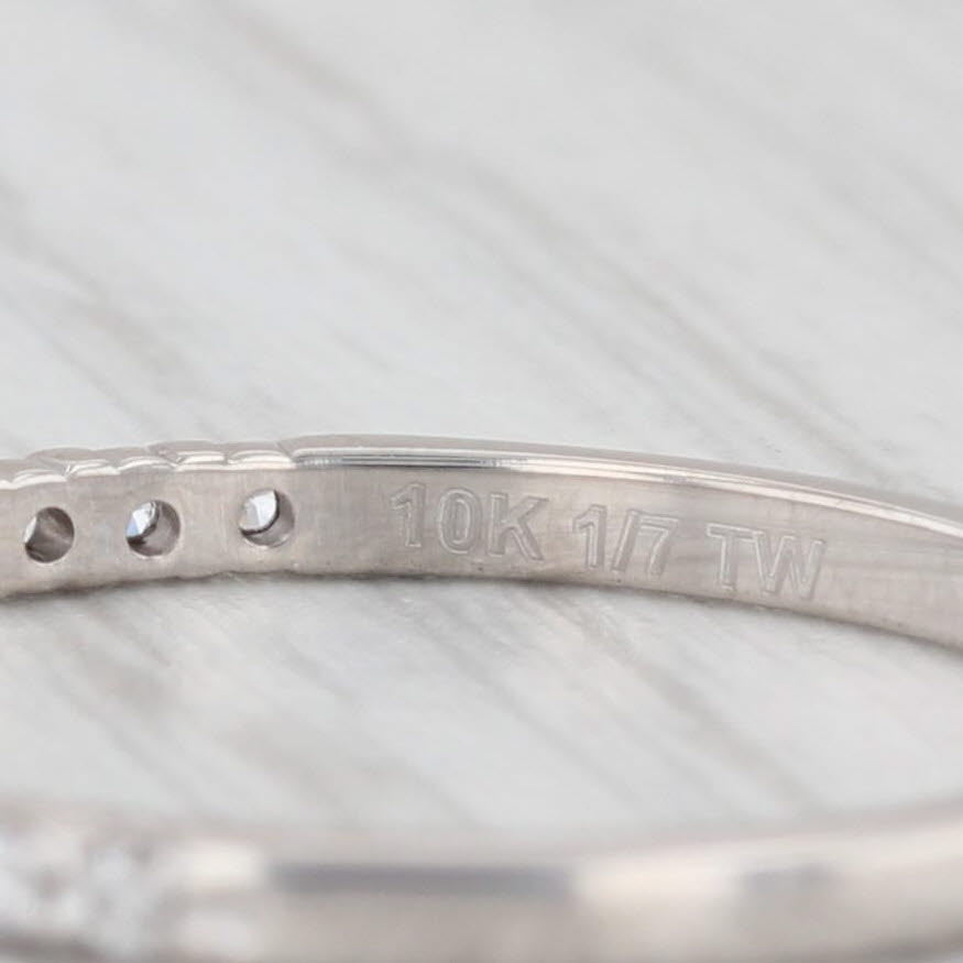 Light Gray 0.15ctw Diamond Wedding Band 10k White Gold Stackable Anniversary Ring Size 7