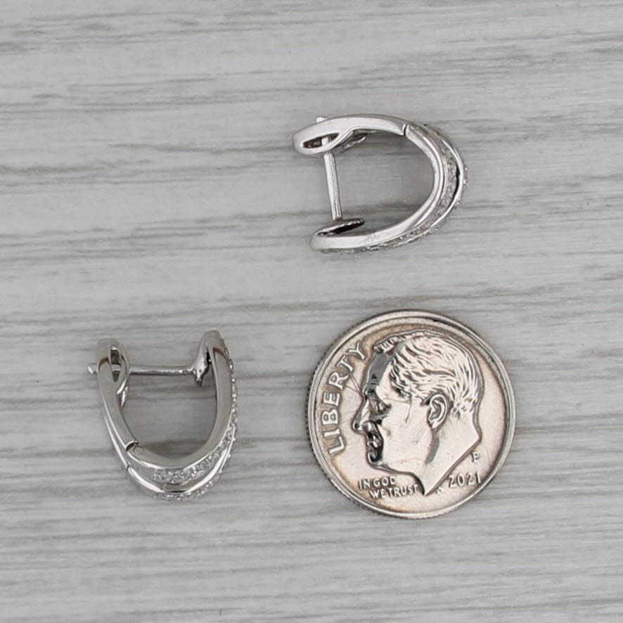 0.75ctw Diamond Hinged Hoop Earrings 18k White Gold Snap Top Drops