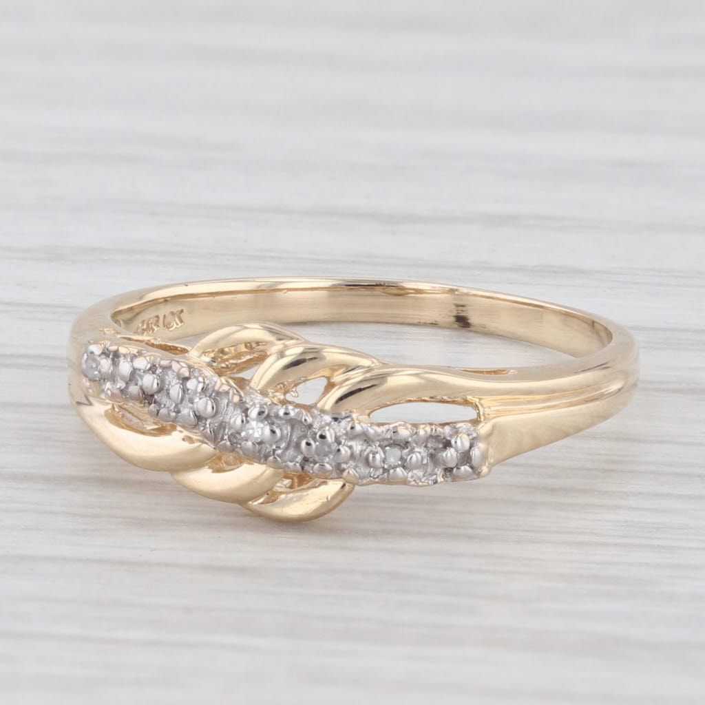 Light Gray Diamond Accented Overlay Ring 10k Yellow Gold Size 7.25 Band Wedding Stackable