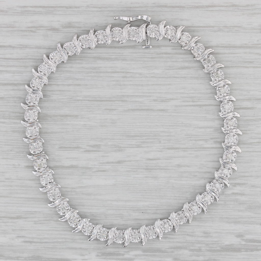 Gray 0.75ctw Diamond Tennis Bracelet 10k White Gold 7.25" 5.6mm