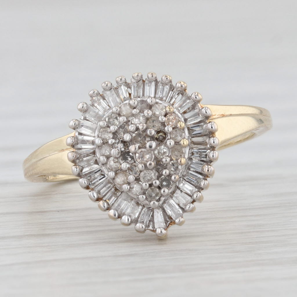 Light Gray Diamond Cluster Halo Engagement Ring 10k Yellow Gold Size 8