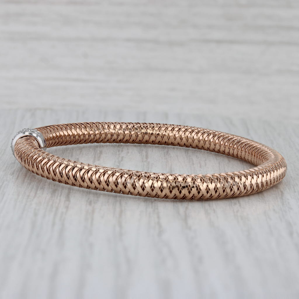Gray Roberto Coin Primavera 0.22ctw Diamond Bead Mesh Stretch Bracelet 18k Gold 6.75"