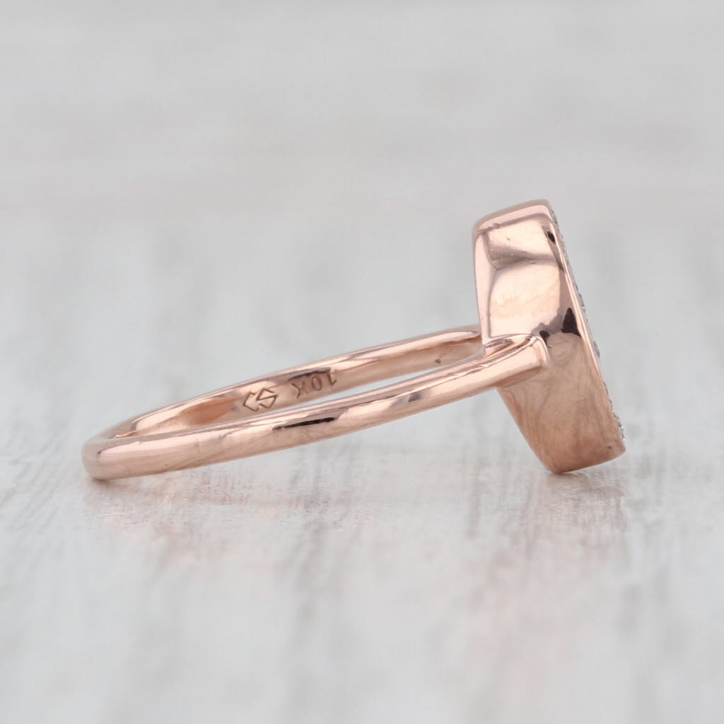 Heart Framed Engraved H Diamond Halo Ring 10k Rose Gold Size 6 Signet