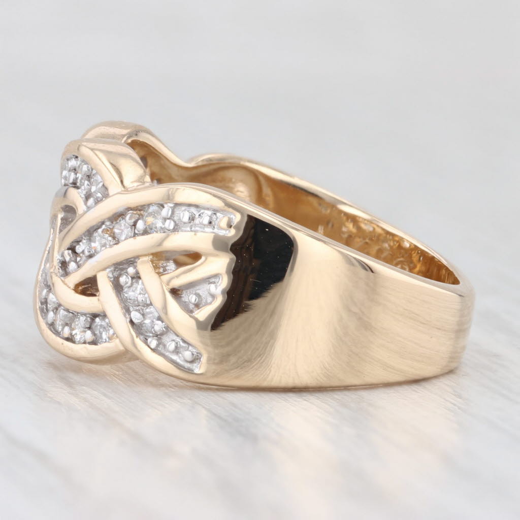 0.30ctw Diamond Ring 14k Yellow Gold Woven Pattern Size 7.25