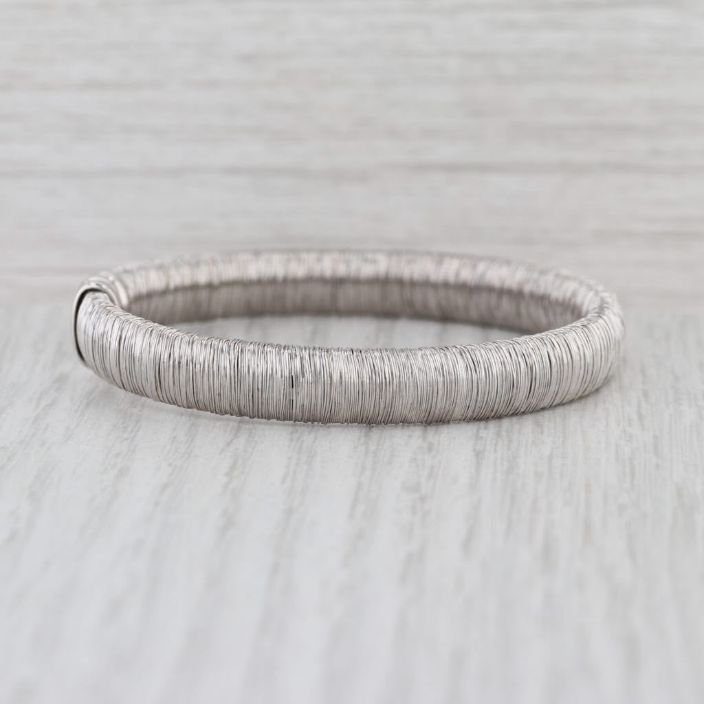 Sterling Silver Flexible Cuff Bracelet Textured Finish JCM Italy 7.25" 8.2mm