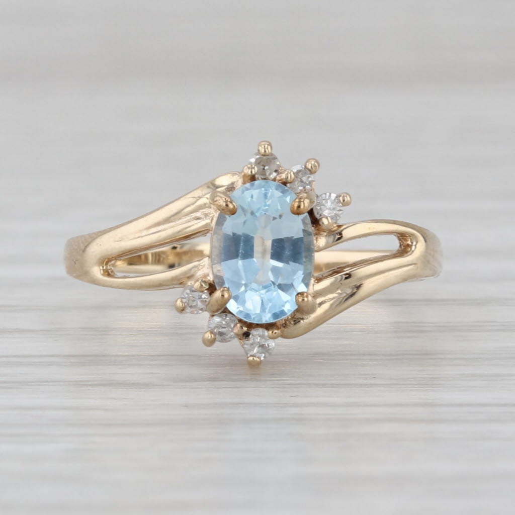 1.03ctw Blue Topaz Diamond Ring 10k Yellow Gold Size 7