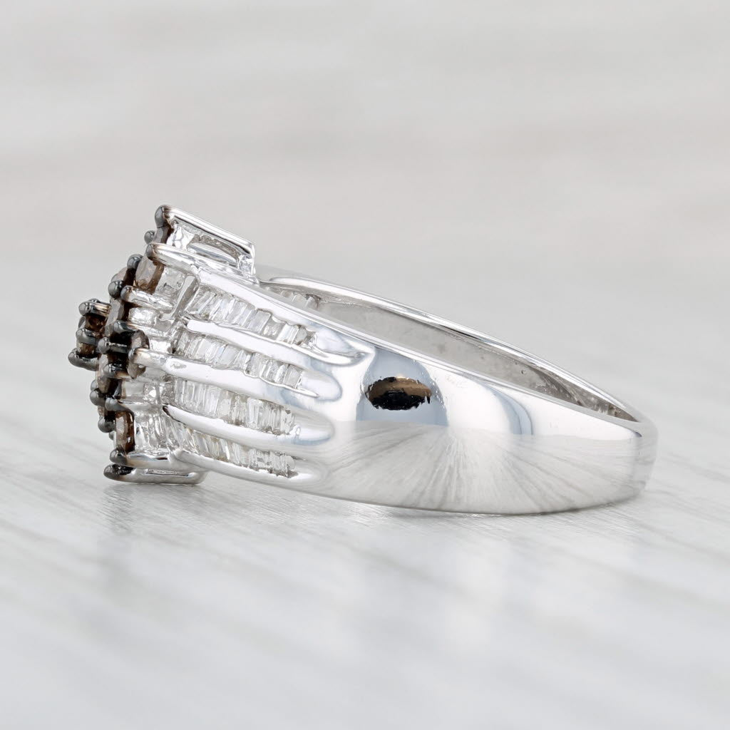 Light Gray 1.05ctw Champagne White Diamond Cluster Ring 10k White Gold Size 7