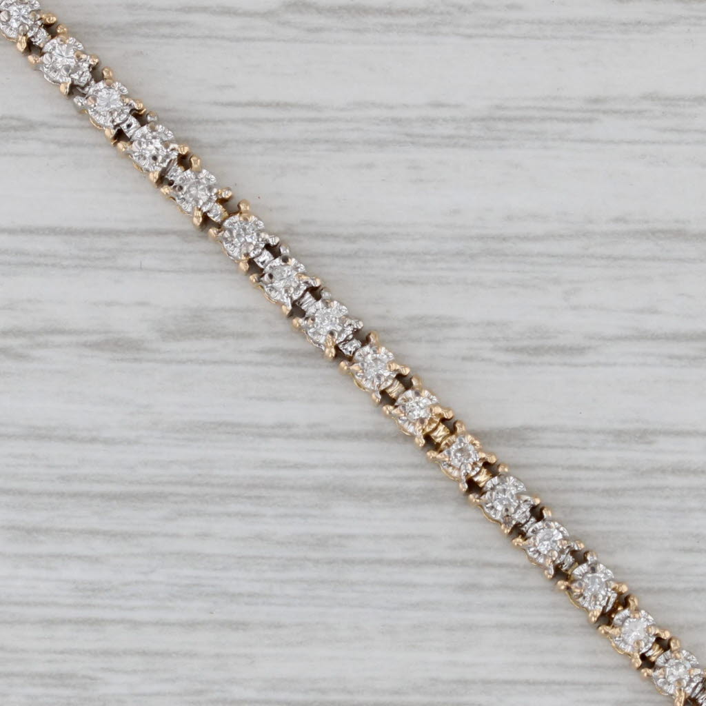 Gray 0.75ctw Diamond Tennis Bracelet 14k Yellow Gold 7.25" 3.1mm