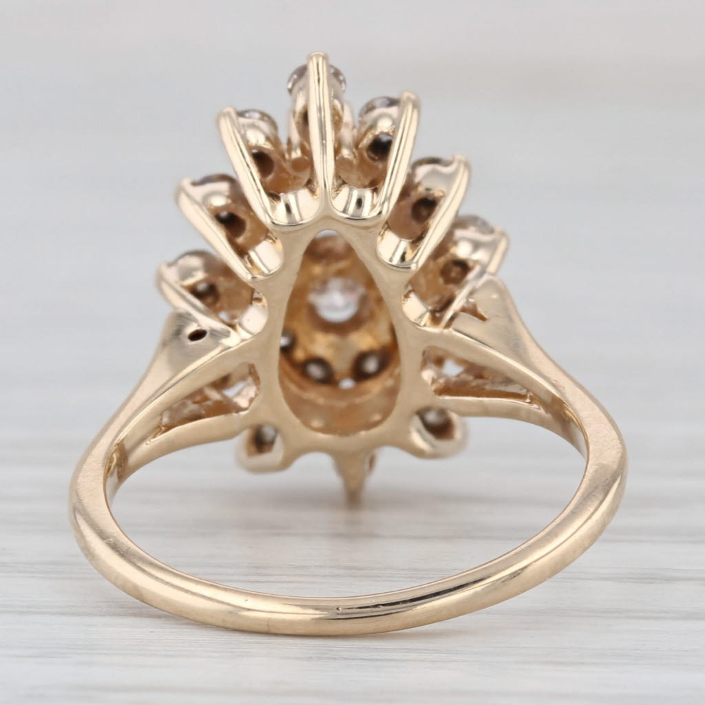 0.90ctw Diamond Cluster Halo Ring 14k Yellow Gold Size 6.5