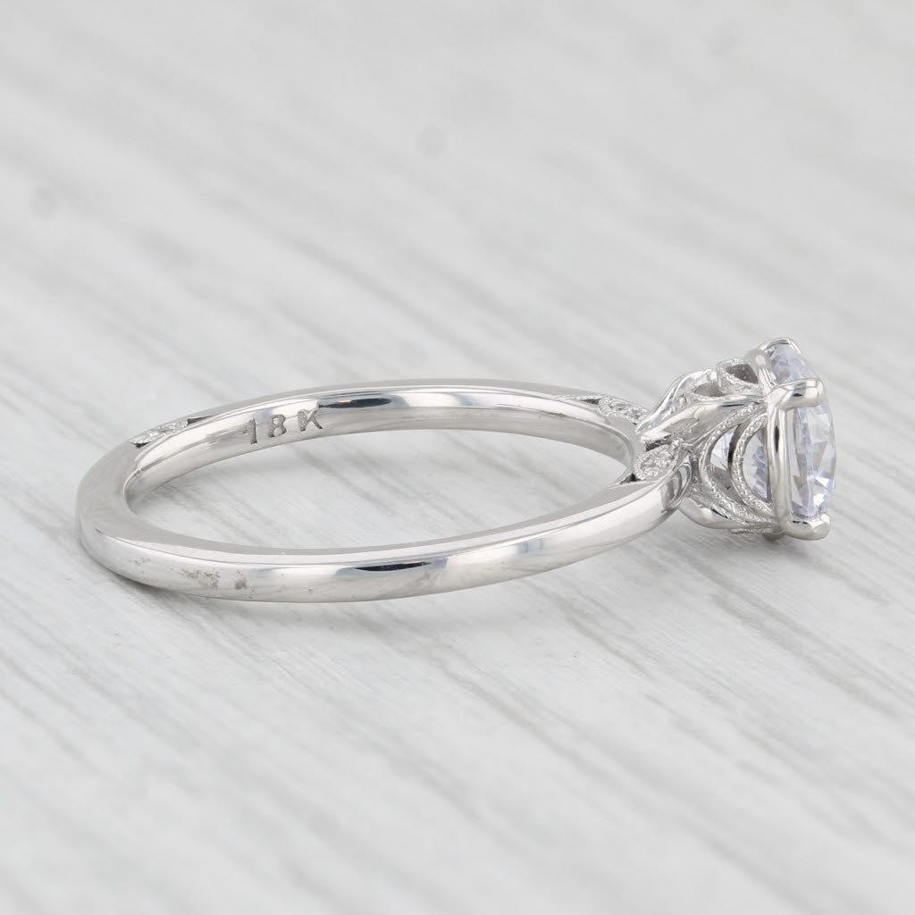 Light Gray New Round Solitaire Tacori Semi Mount Engagement Ring 18k White Gold Certificate