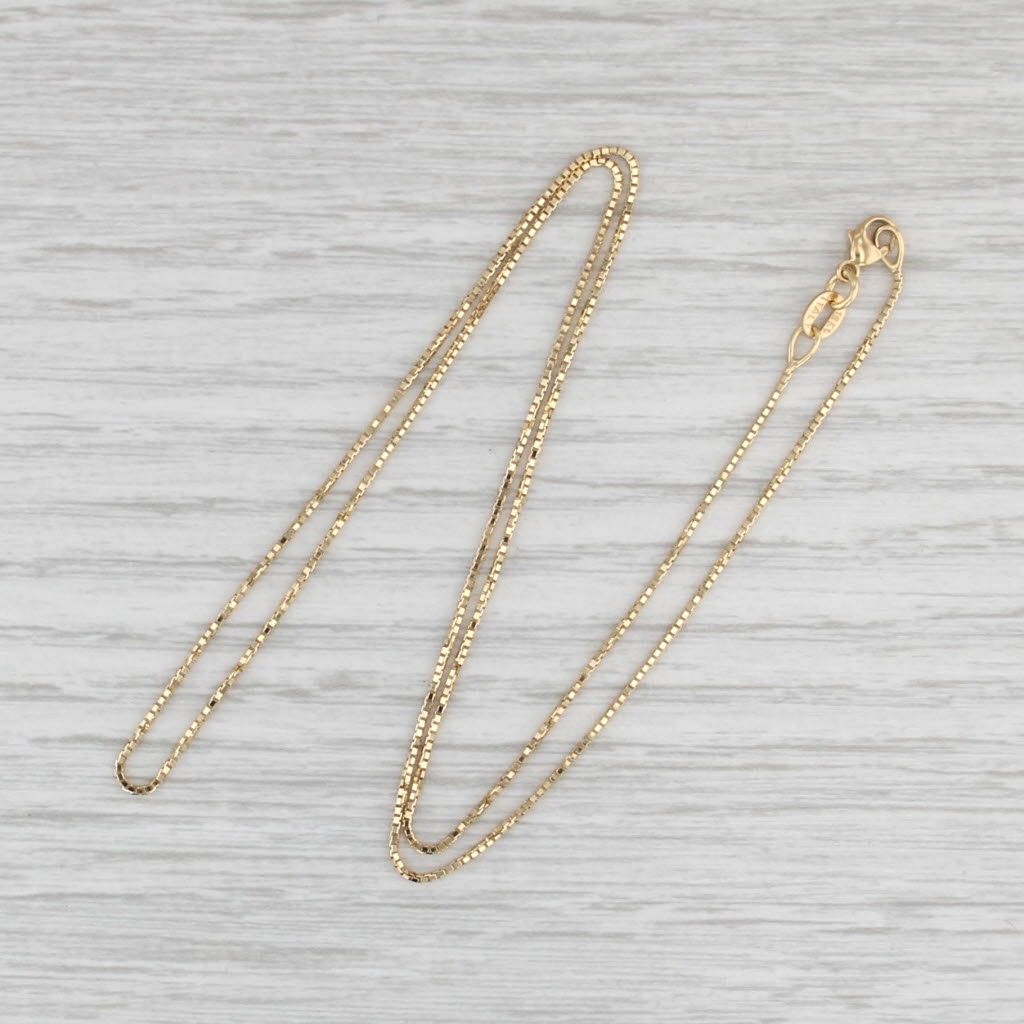 New Octava Box Chain Necklace 18k Yellow Gold 18" 0.7mm Italian