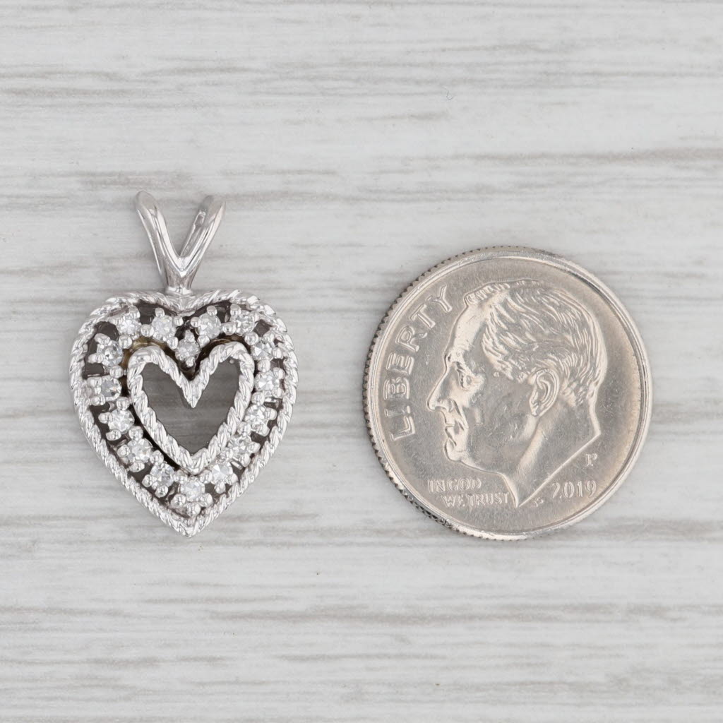 Gray 0.12ctw Diamond Open Heart Pendant 14k White Gold