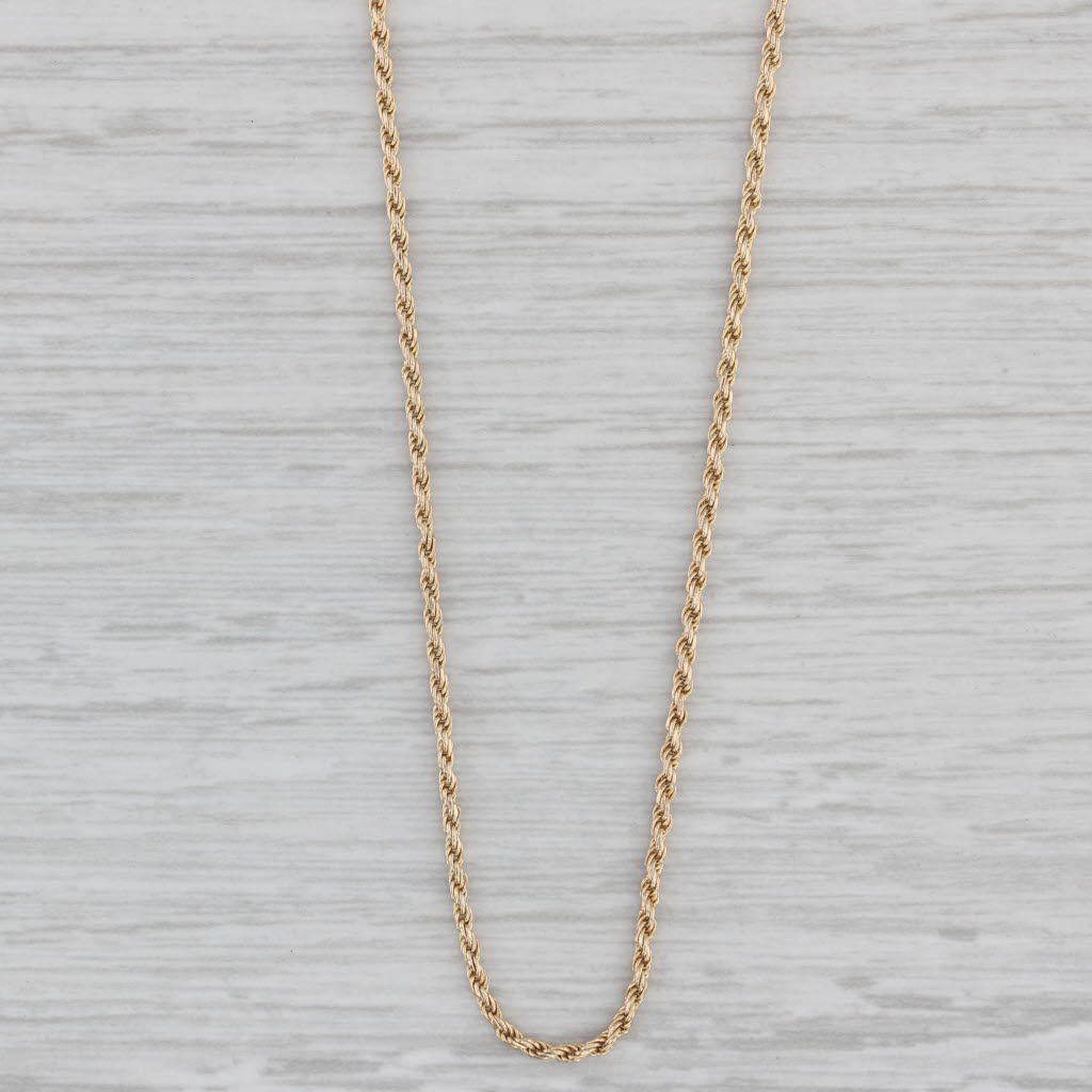 Gray 24" 1.4mm Rope Chain Necklace 14k Yellow Gold Lobster Clasp