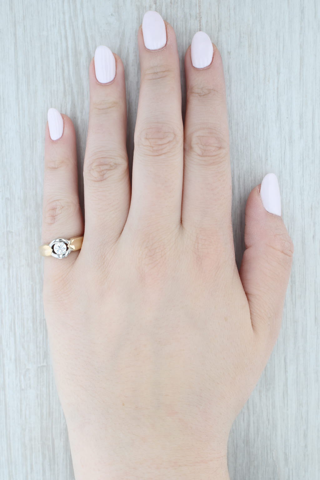 Light Gray 0.52ctw Diamond Round Solitaire Ring 14k Gold Size 6.75 G-H VS2 Engagement