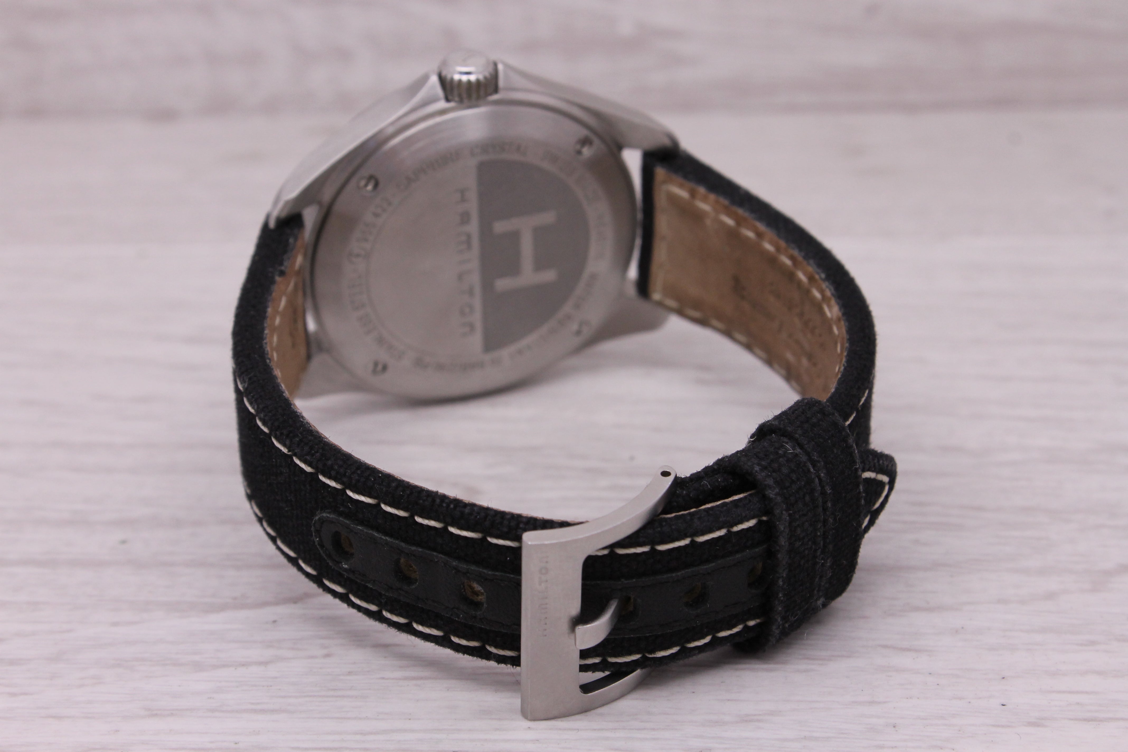 Gray Hamilton Khaki Men’s 43mm Steel Pilots Quartz Watch Day/Date H64110 w Box