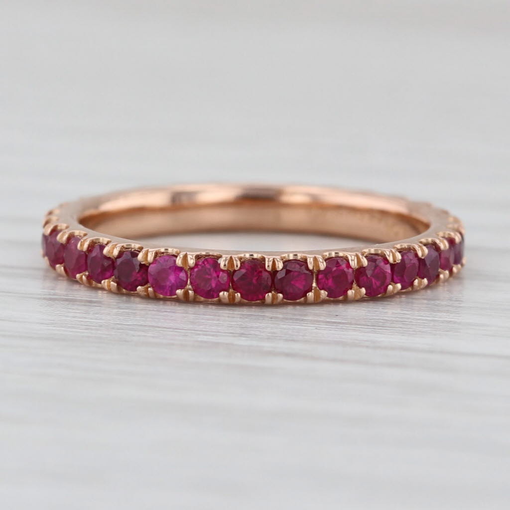 1ctw Natural Lab Grown Ruby Sapphire Eternity Band 18k Gold Stackable Ring
