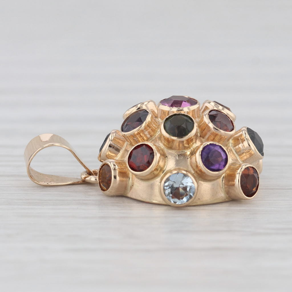 Light Gray Gemstone Sputnik Pendant 14k Gold Amethyst Citrine Aquamarine Garnet Tourmaline