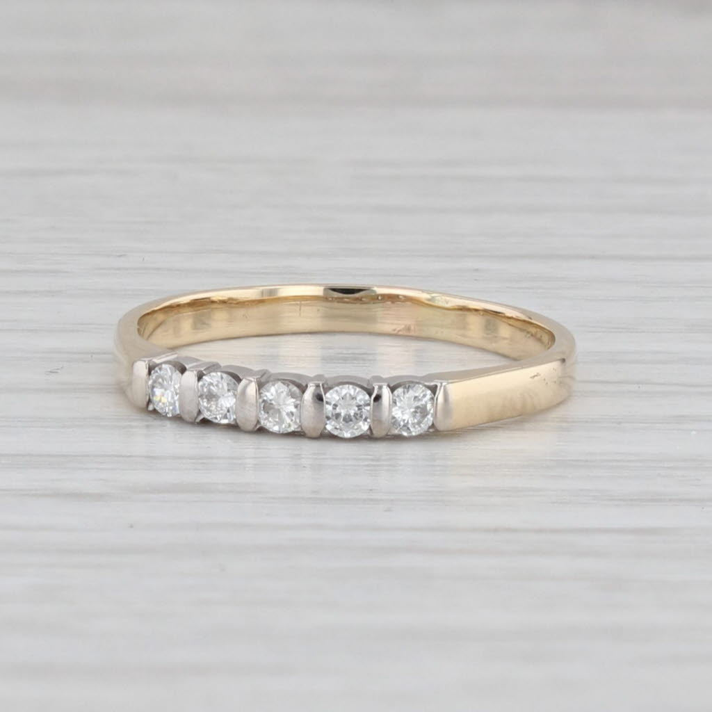 Light Gray 0.20ctw Diamond Wedding Band 14k Gold Size 8 Stackable Anniversary Ring