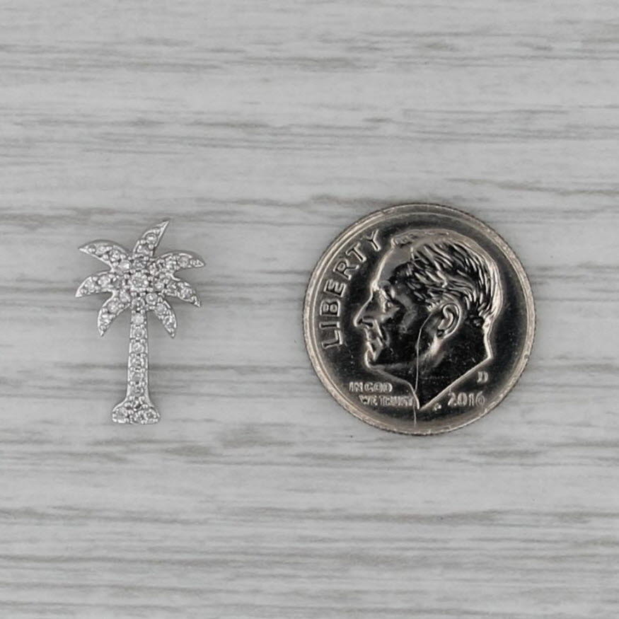 0.14ctw Diamond Palm Tree Pendant 10k White Gold Small Charm