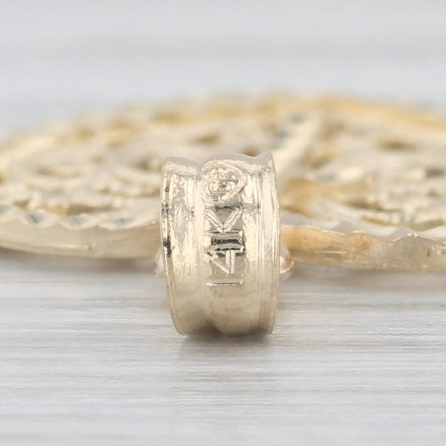 Light Gray Ornate Heart Cross Pendant 14k Yellow Gold
