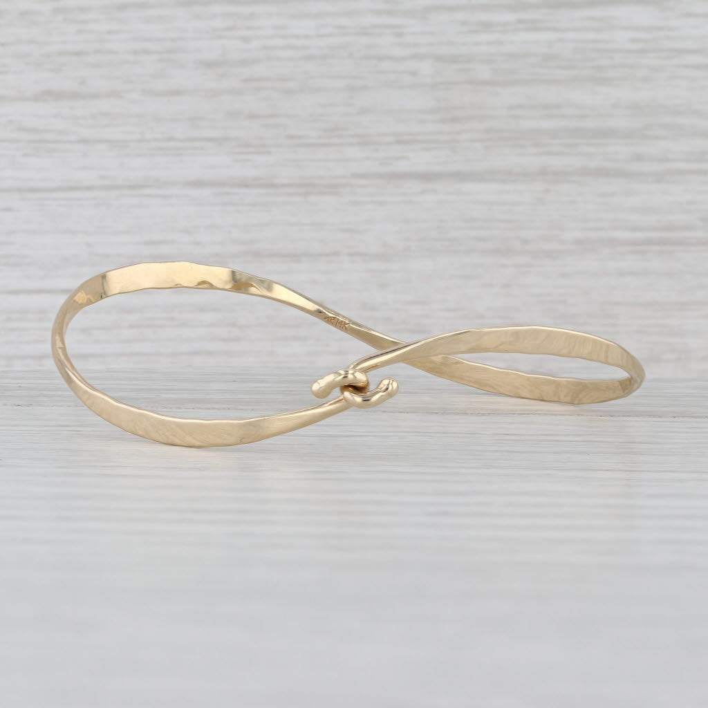Contoured Bangle Bracelet 14k Yellow Gold 6.5" Hook Clasp