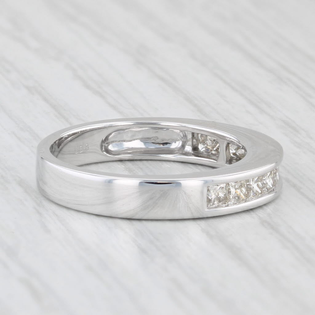Light Gray 0.75ctw Diamond Wedding Band 10k White Gold Size 7 Ring Stackable Anniversary