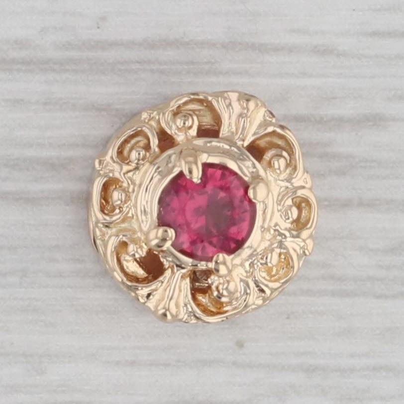Gray 0.28ctw Rubellite Solitaire Slide Bracelet Charm 14k Yellow Gold Richard Glatter