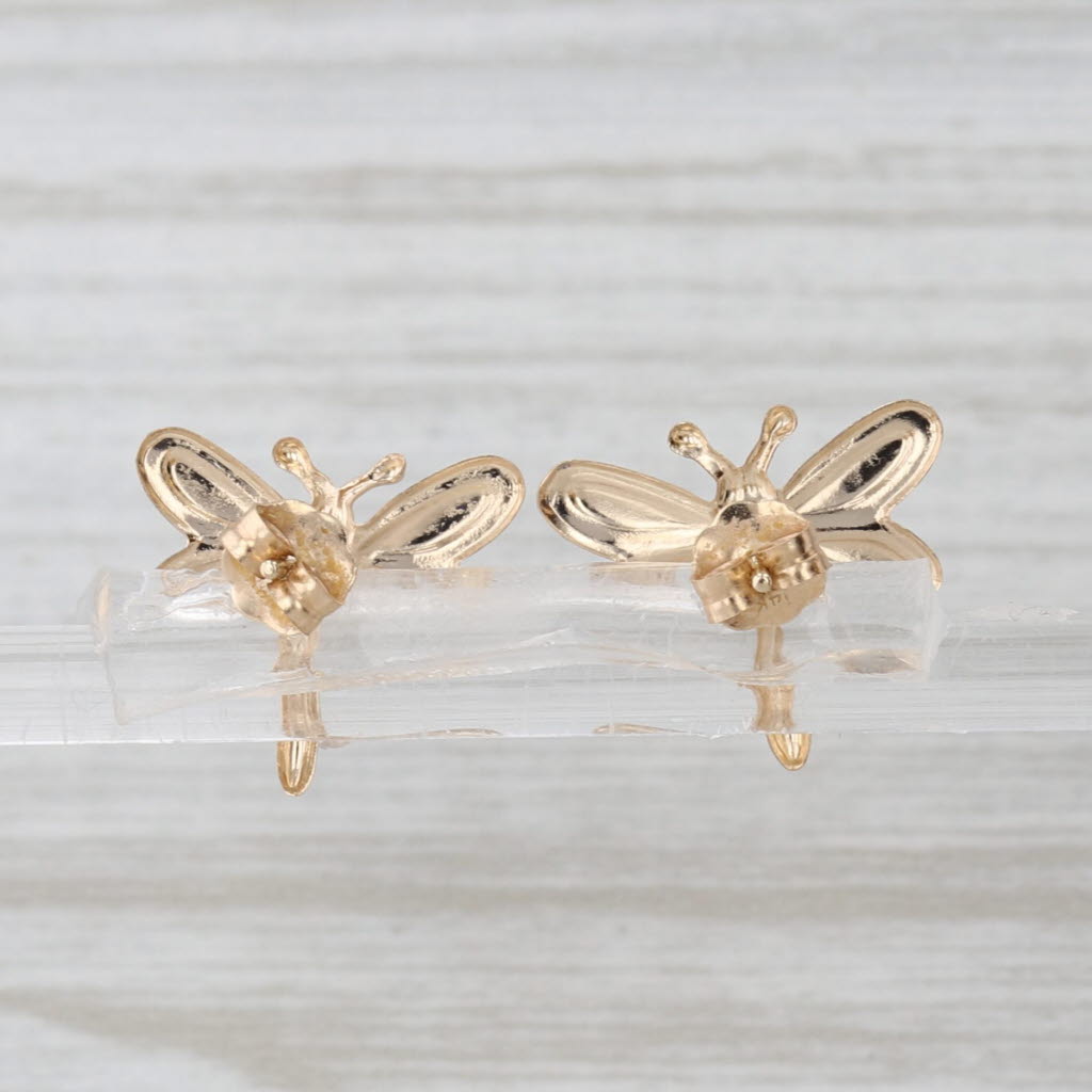 Dragonfly Stud Earrings 14k Yellow Gold Lightweight Studs