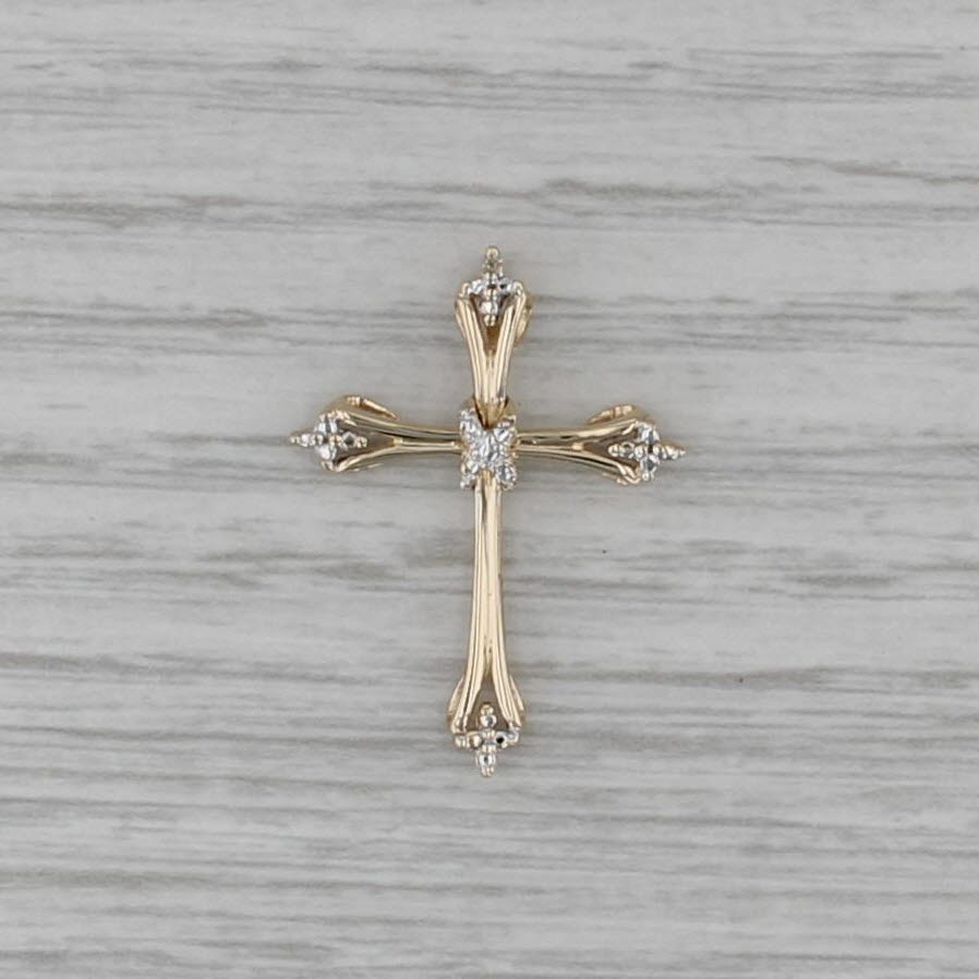 Diamond Accented Cross Pendant 10k Yellow Gold