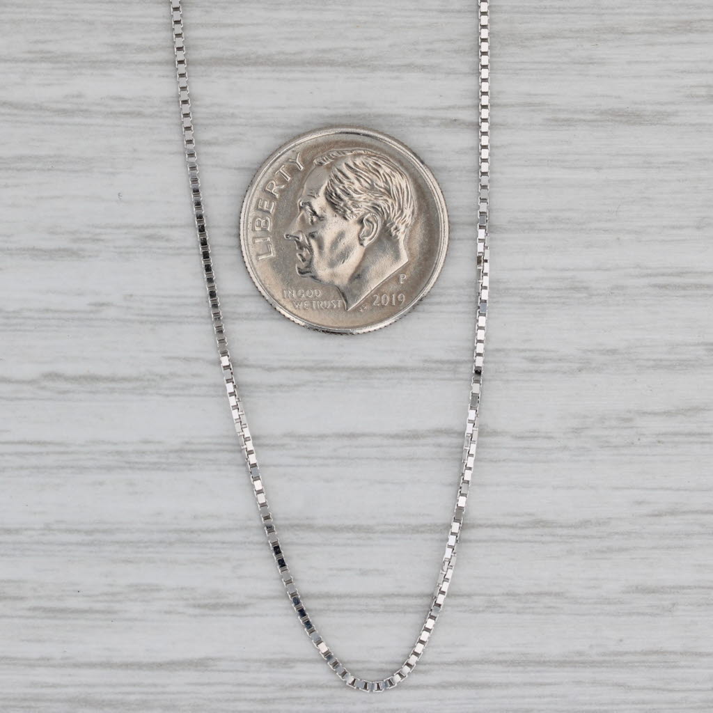 New Box Chain Necklace 10k White Gold 20" 0.9mm