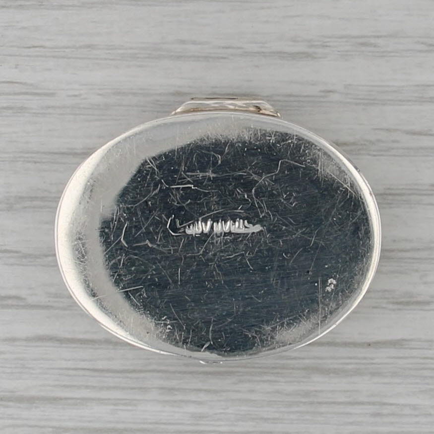 Sterling Silver Snuff / Pill Box Engravable Vintage Ornate Floral Pattern Opens