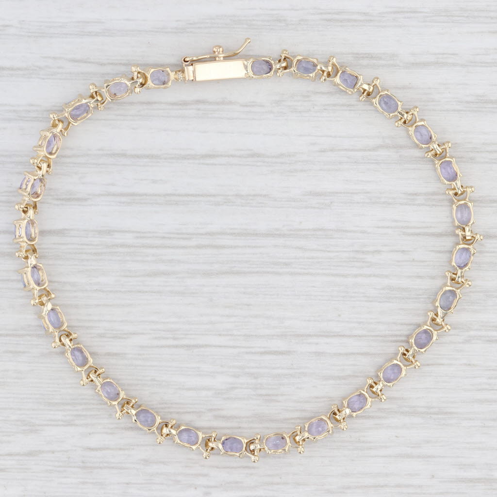 Light Gray 5ctw Tanzanite Tennis Bracelet 14k Yellow Gold 7.5" 4mm