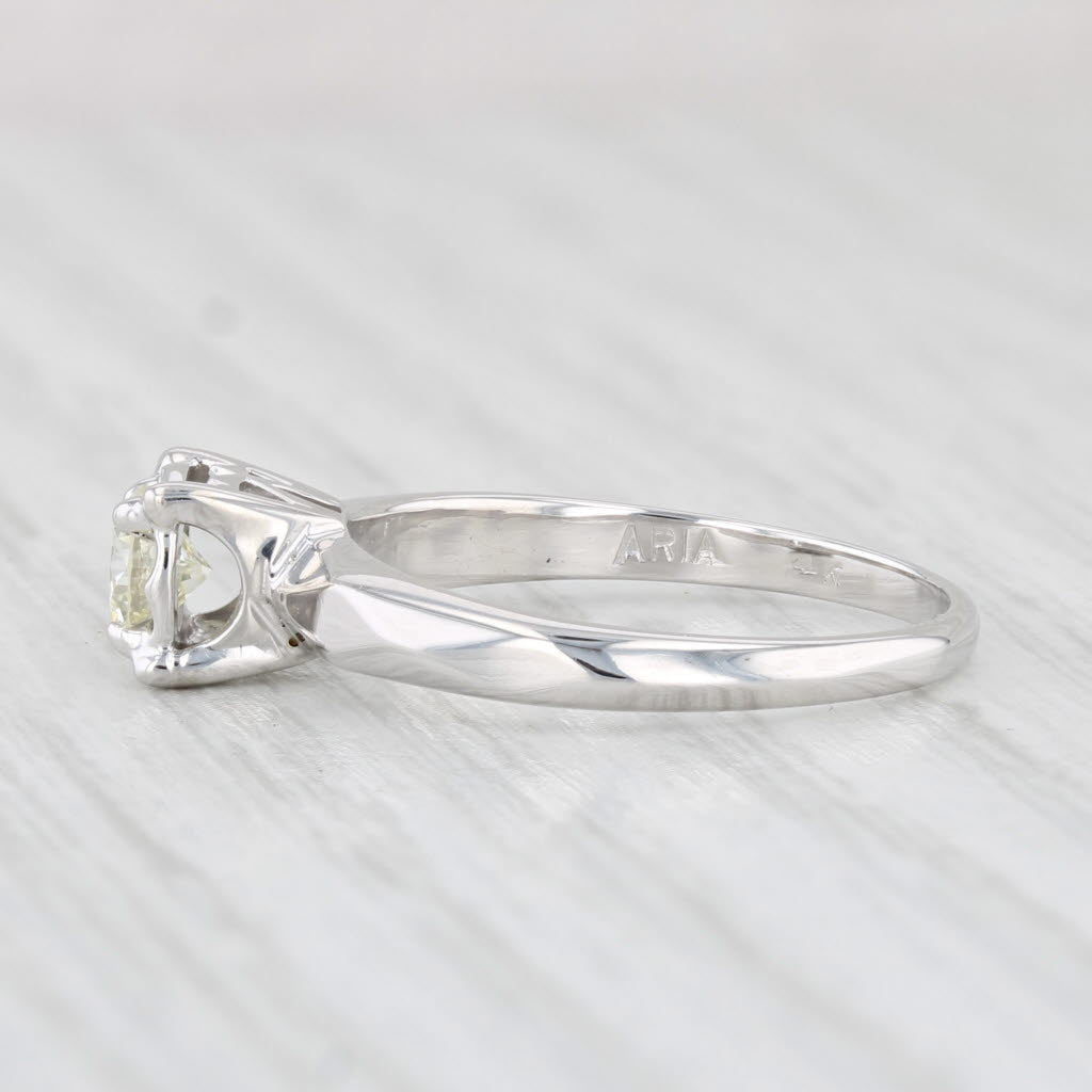 Light Gray 0.37ct Round Diamond Solitaire Engagement Ring 14k White Gold Size 6.25