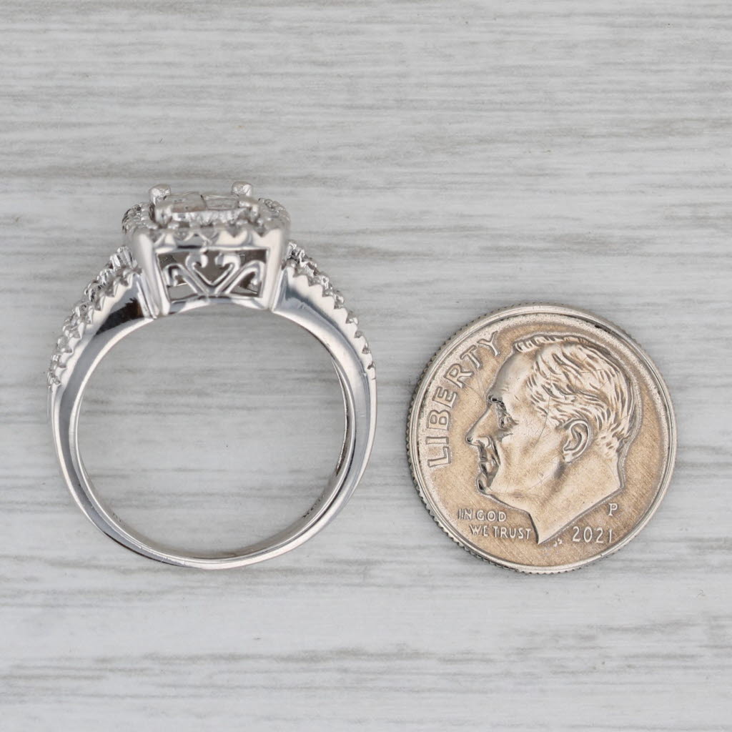 Gray 0.91ctw Princess Diamond Halo Engagement Ring 10k White Gold Size 7