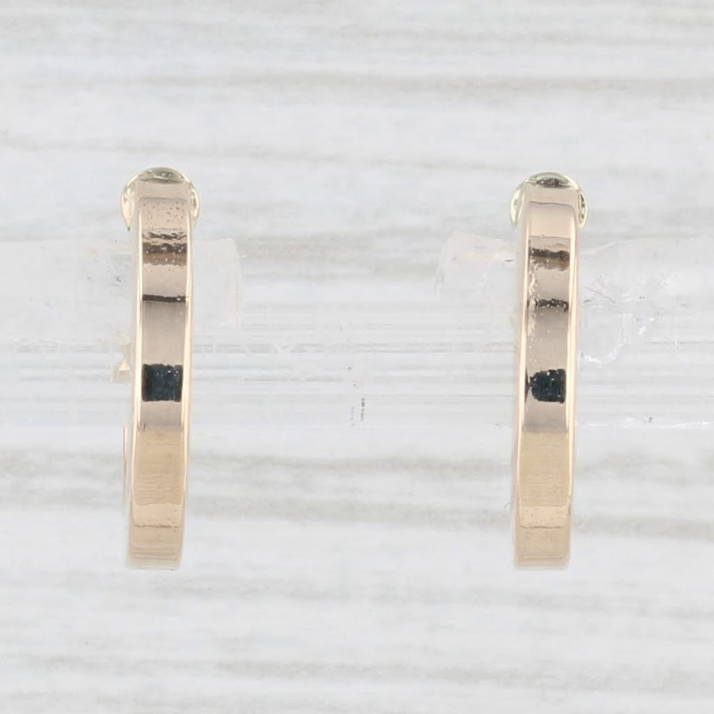 Light Gray New Small Round Hoop Earrings 14k Yellow Gold Pierced Snap Top Hoops