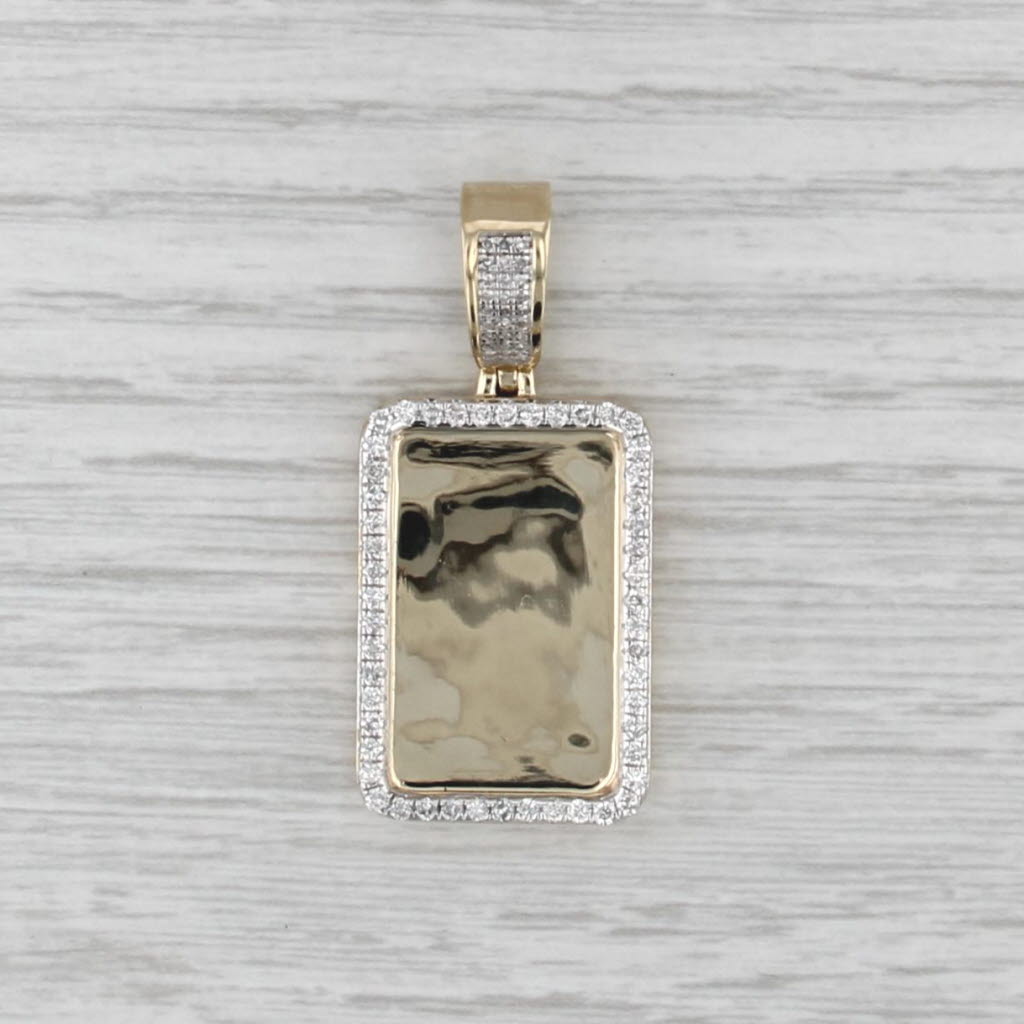 0.79ctw Diamond Halo Engravable Pendant 10k Yellow Gold