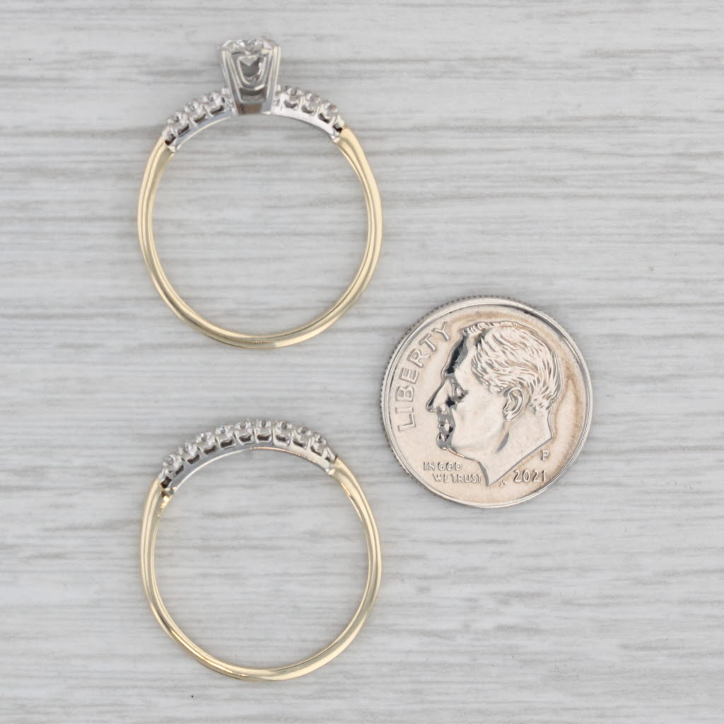 Gray 0.23ctw Diamond Engagement Ring Wedding Band Bridal Set 14k Yellow Gold Size 8