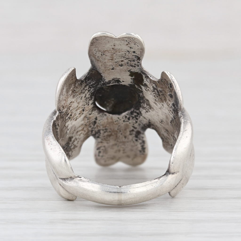 Vintage Turquoise Statement Ring Sterling Silver Sz 7 Oval Cabochon Southwestern