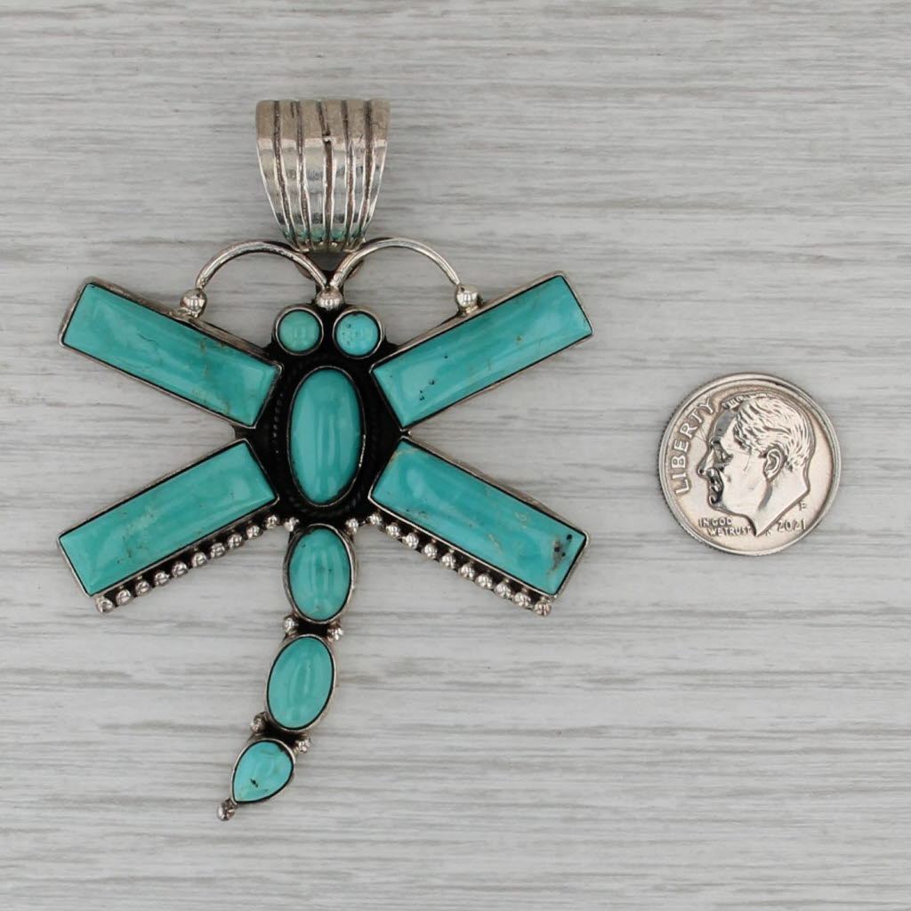 Dan Dodson Southwestern Dragonfly Pendant Sterling Silver Turquoise Statement