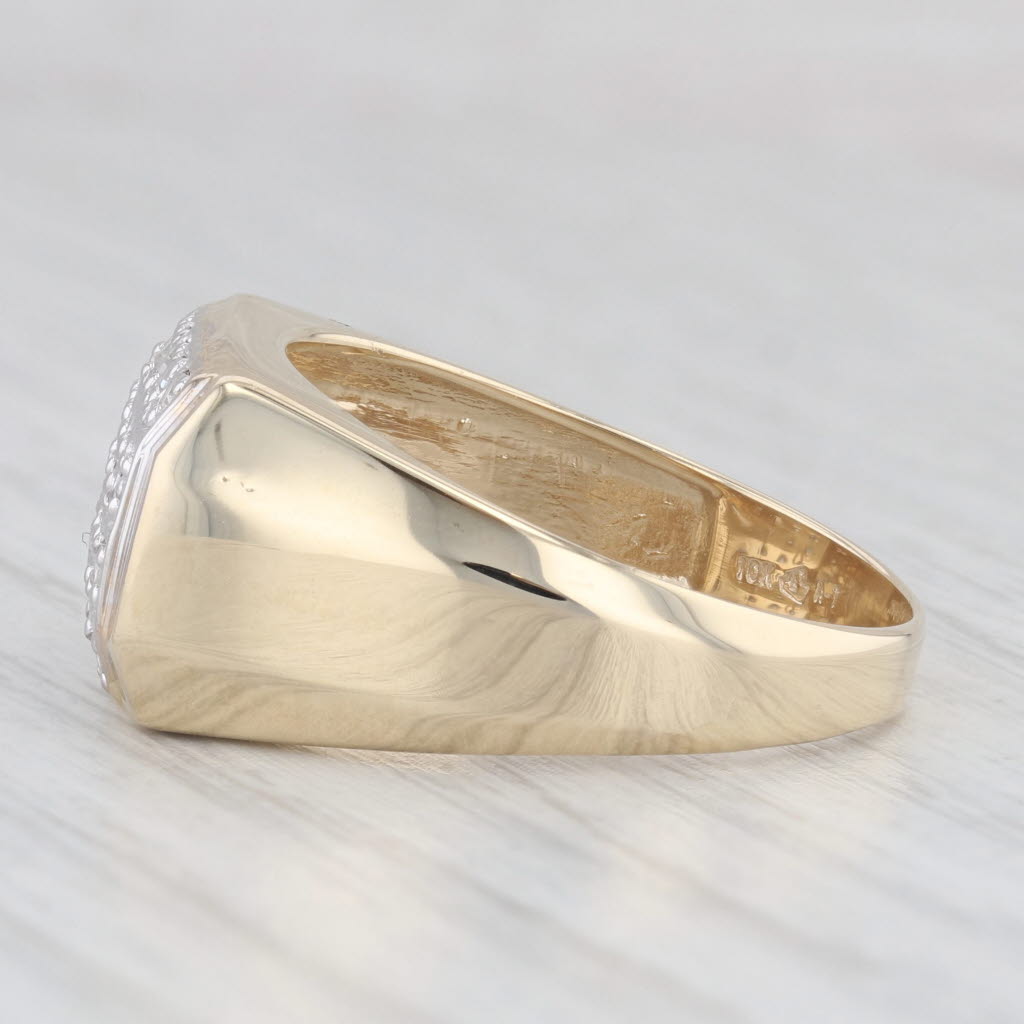 Light Gray 0.20ctw Diamond Men's Ring 10k Yellow Gold Size 10.25