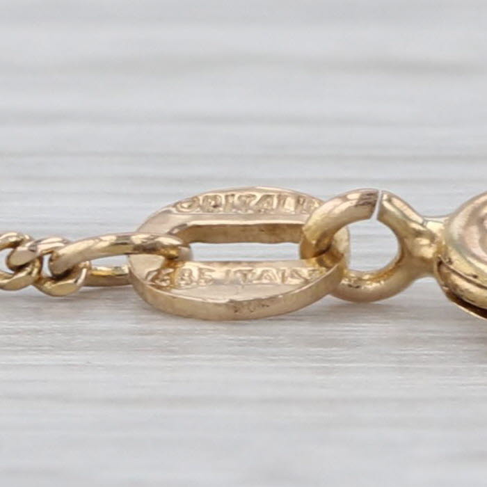 9.25" Curb Anchor Mariner Chain Anklet 14k Yellow Gold Ankle Bracelet