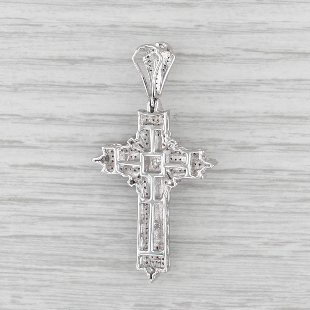 1.06ctw Diamond Crucifix Cross Pendant 10k White Gold Figural