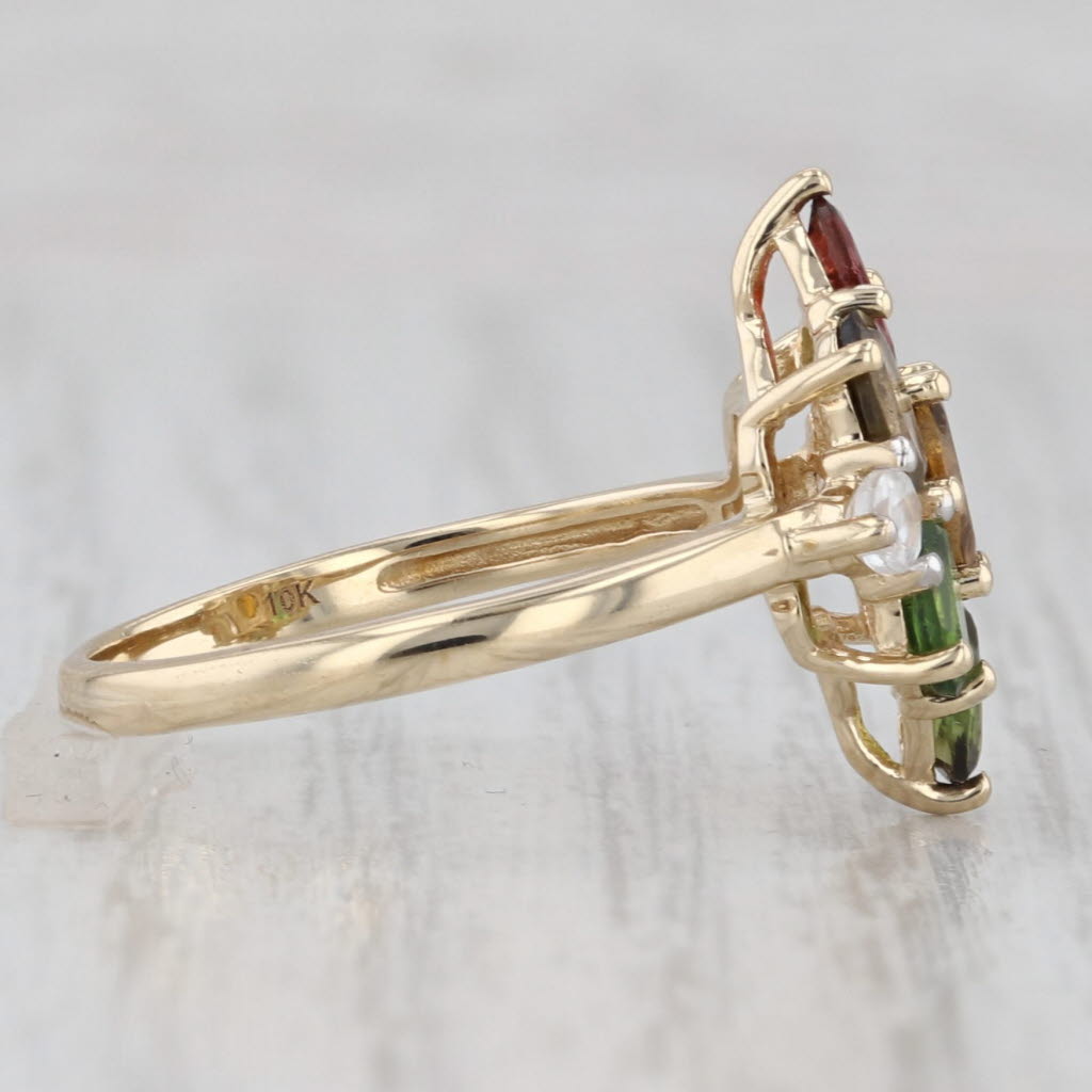 Light Gray 2.06ctw Multicolor Tourmaline Zircon Cluster Ring 10k Yellow Gold Size 7