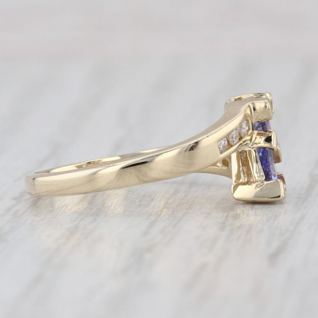 0.64ctw Tanzanite Diamond Bypass Ring 14k Yellow Gold Size 6.5