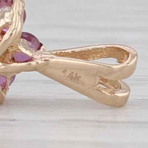 0.24ctw Ruby Diamond Flower Pendant 14k Yellow Gold Small Drop