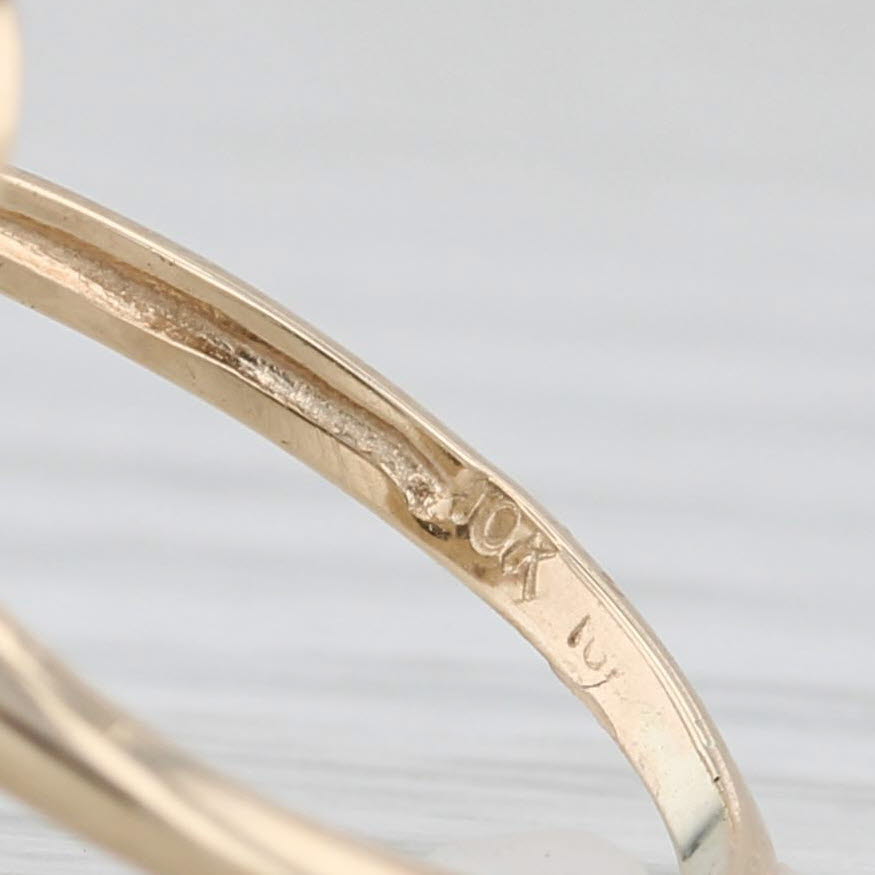 Light Gray Vintage Onyx Diamond Signet Ring 10k Yellow Gold Size 4.5