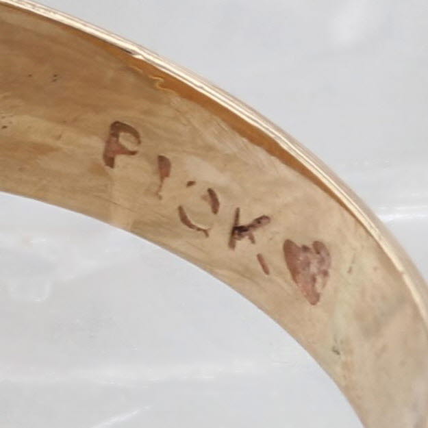 Engraved Old English Letter P Signet Ring 10k Yellow Gold Size 7.75