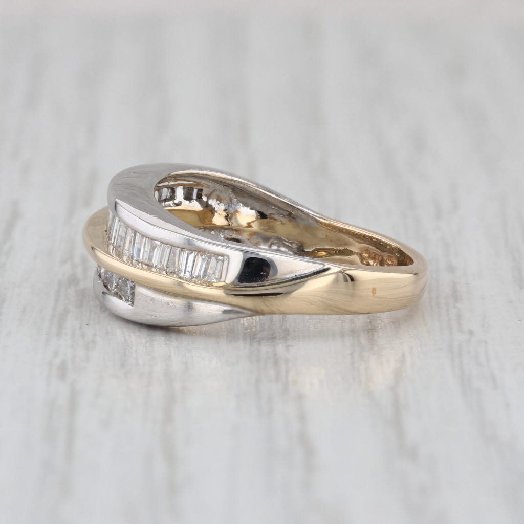 0.70ctw Diamond Ring 14k Gold 2-Toned Wedding Anniversary 2-Band Design