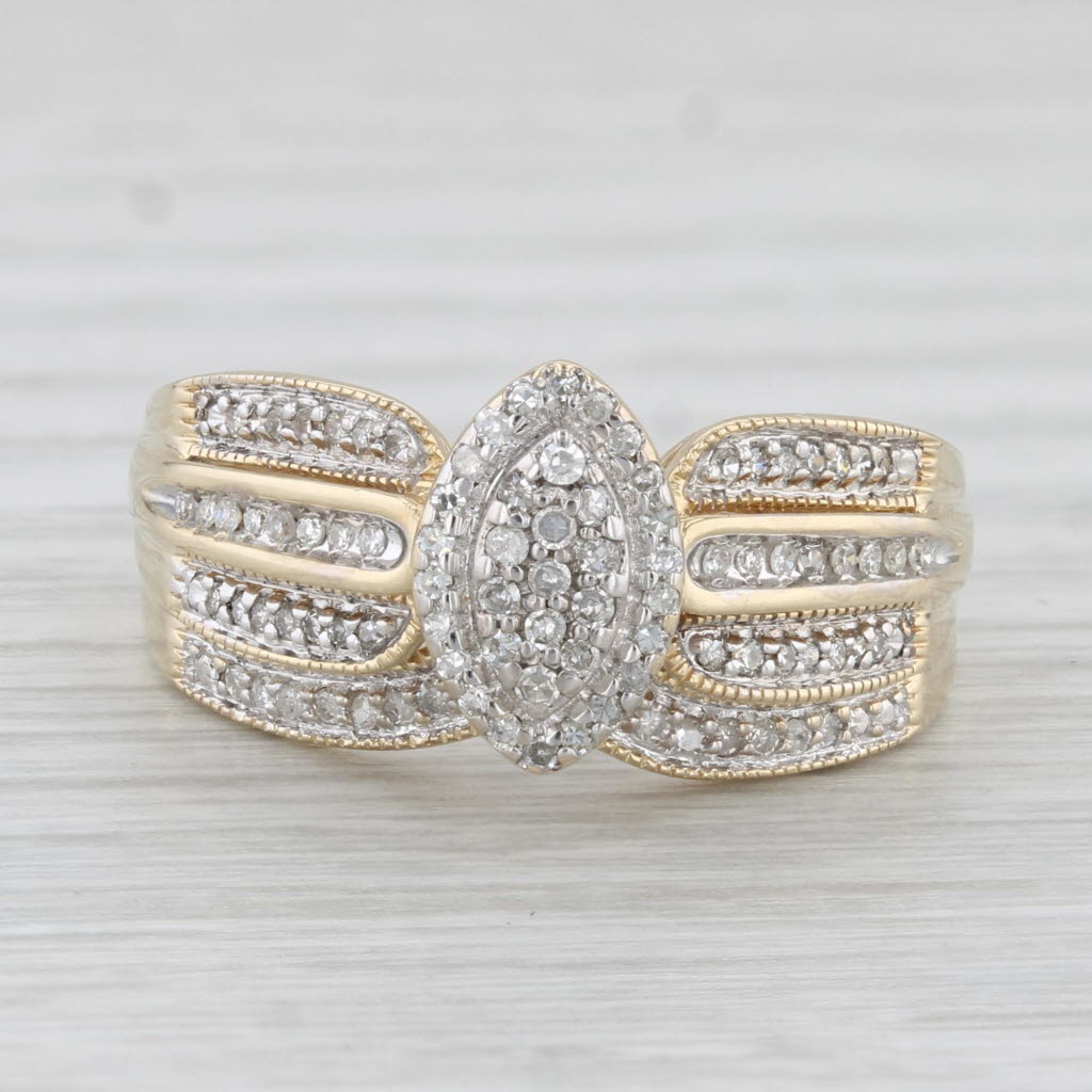 Light Gray 0.21ctw Diamond Halo Engagement Ring Wedding Band Bridal Set 10k Gold Size 8