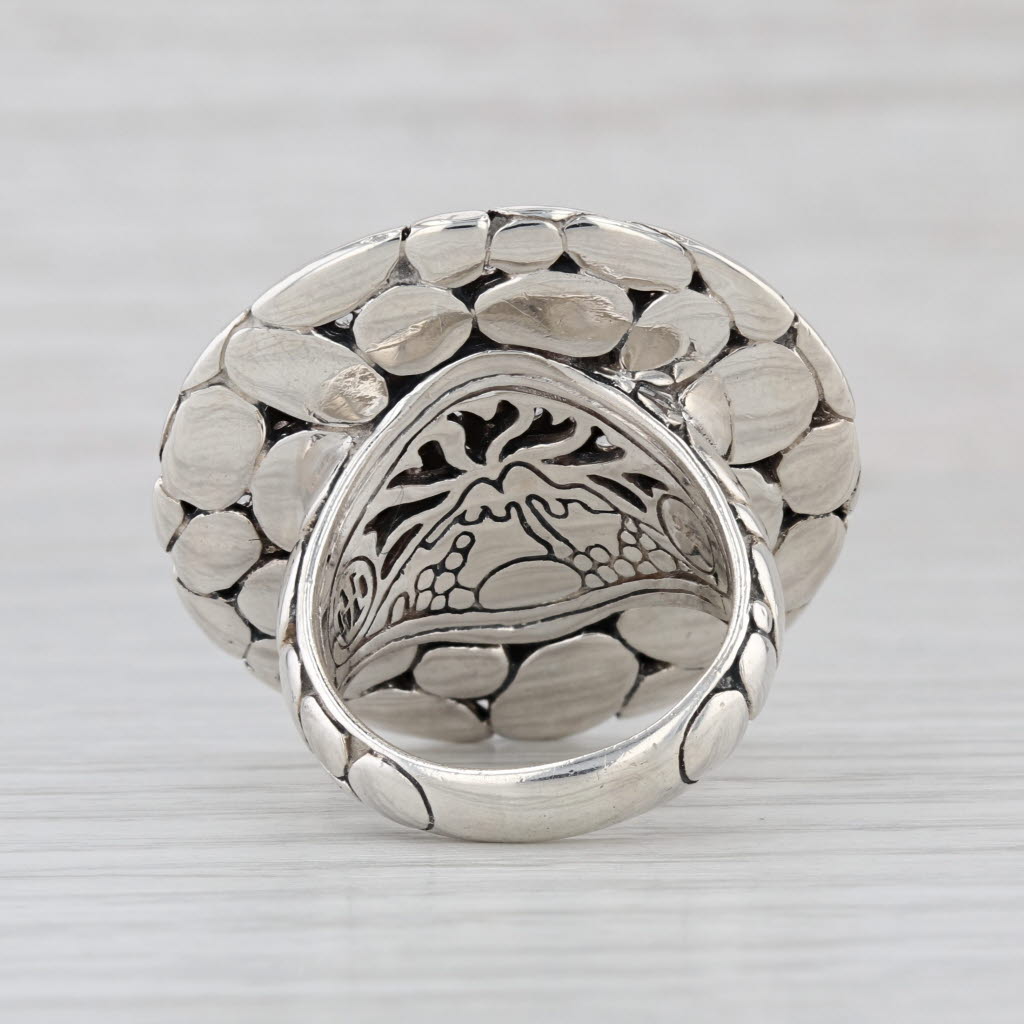 John Hardy Kali Lava White Sapphire Statement Ring Sterling Silver Cocktail